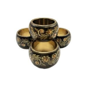 Floral Lucite & Brass Napkin Holders, Mid Century, 1960s, Set of 4